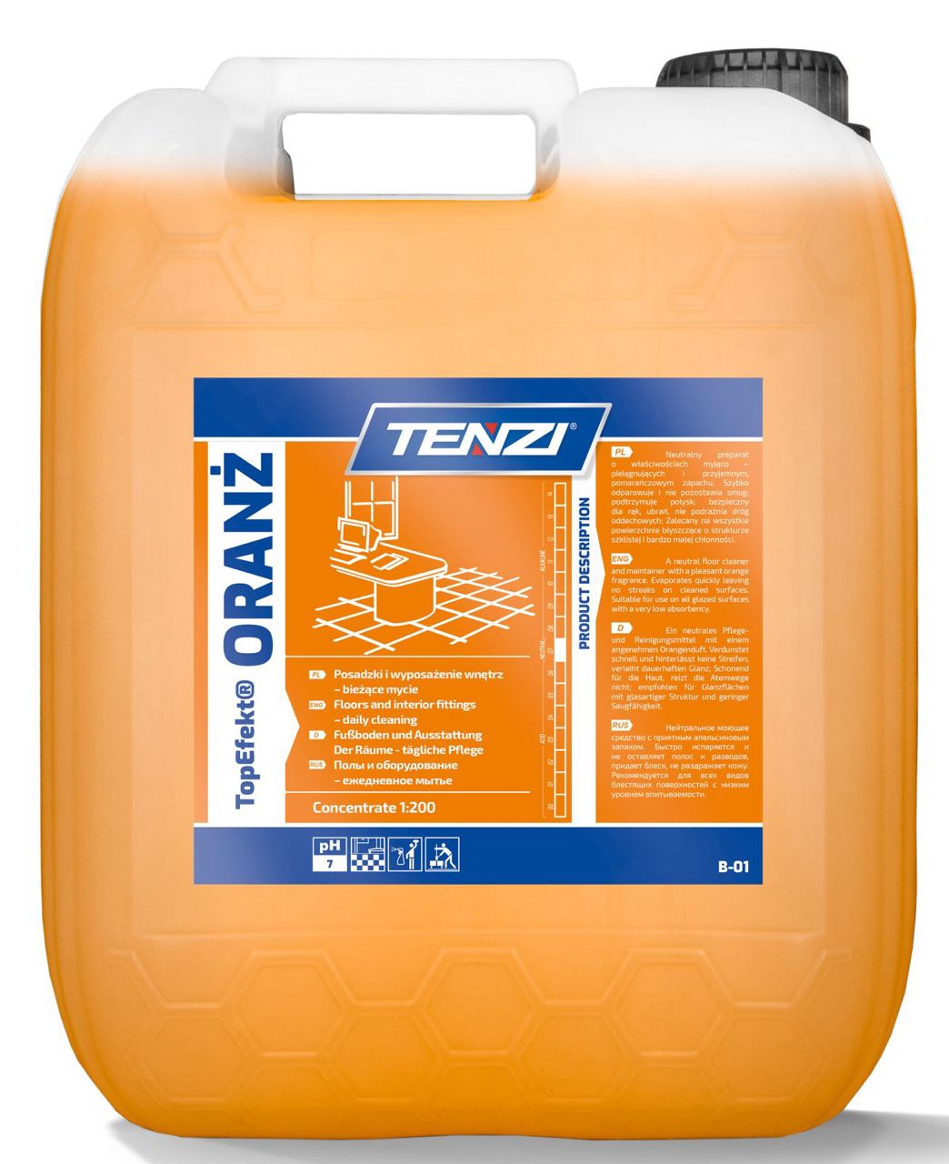 Засіб для повсякденного очищення підлог і внутрішніх поверхонь TENZI TOPEFEKT ORANZ, 10 л